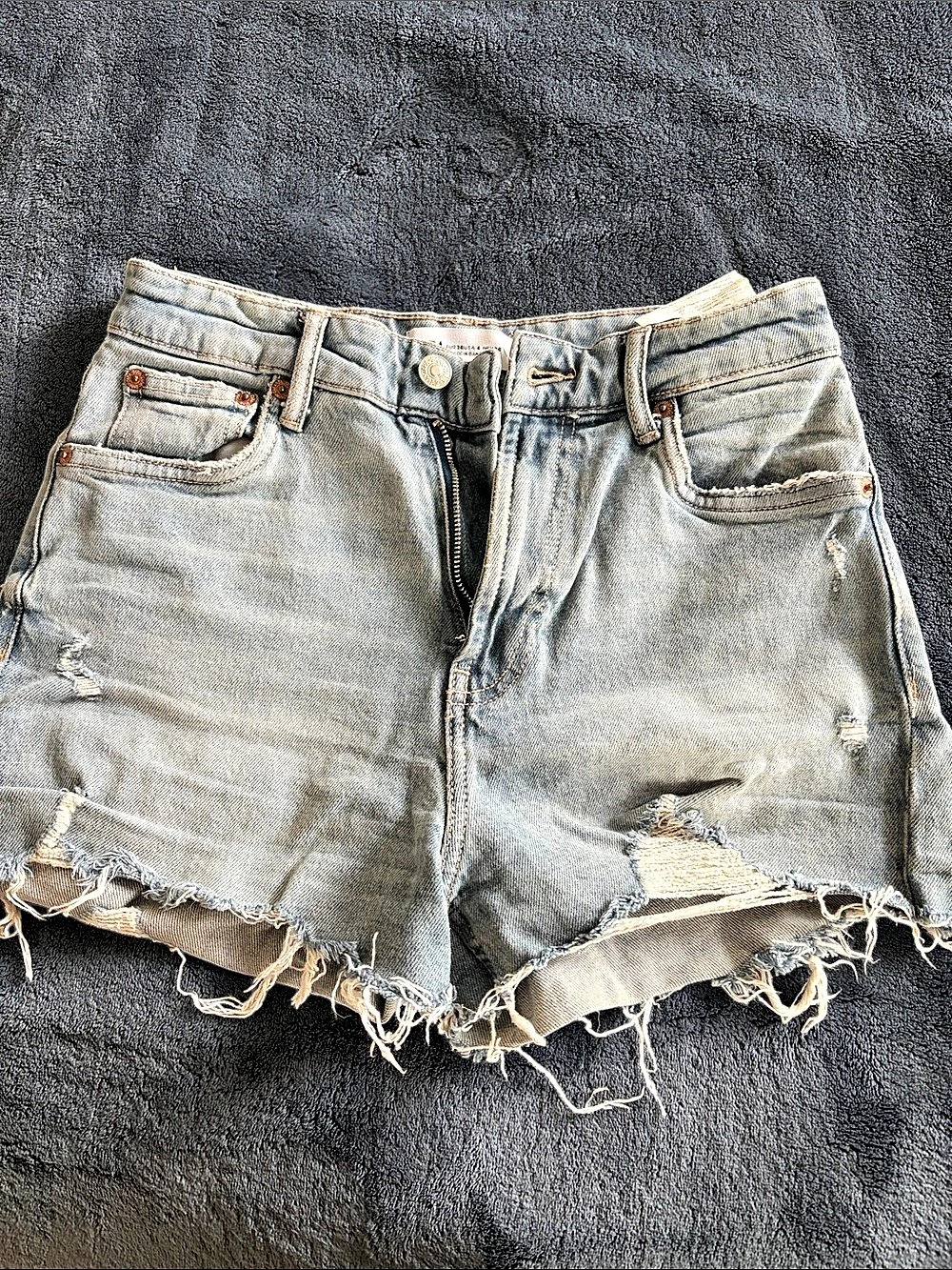 Zara TRF Ripped Denim Shorts in Blue